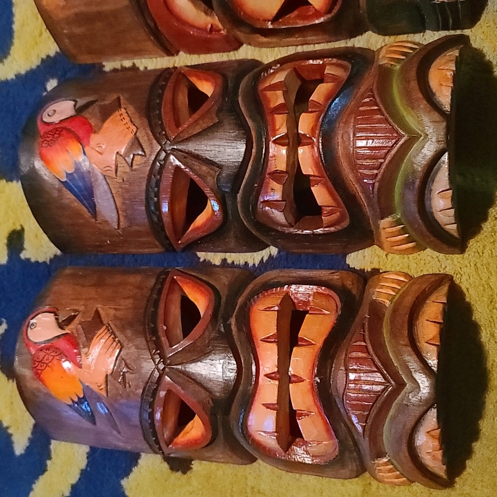 NWT lot or separate wooden masks wood made in Indonesia